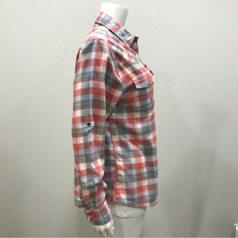 JACHS Girlfriend Plaid Flannel BEA Western Shirt Snap Wrist and Front Blue Pink - Picture 2 of 13